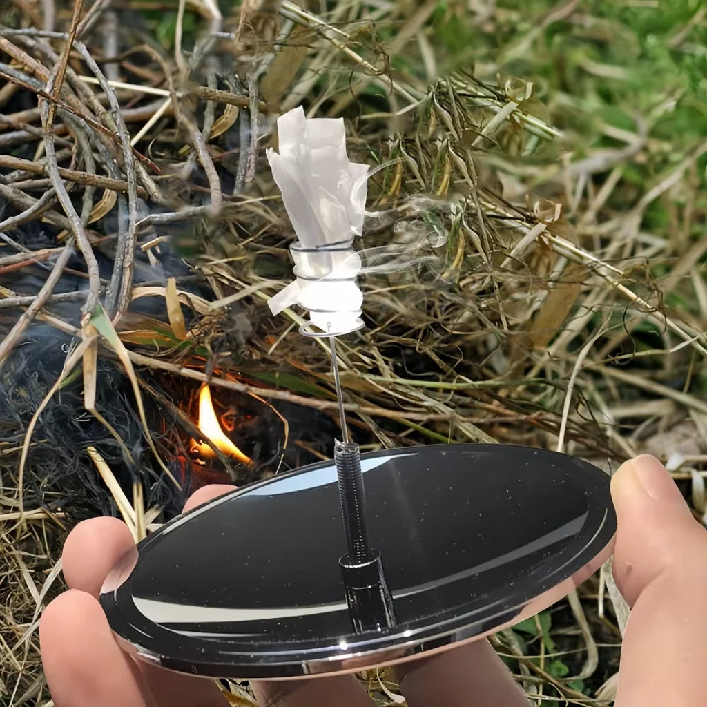 Primitive Fire Starting Kit with Three Fire Methods and a MOLLE Pouch for Outdoor Preparedness