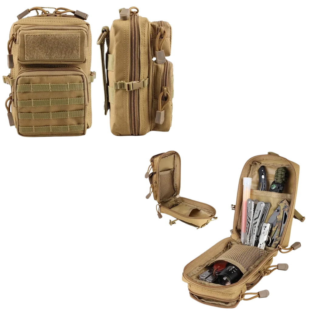 Primitive Fire Starting Kit with Three Fire Methods and a MOLLE Pouch for Outdoor Preparedness