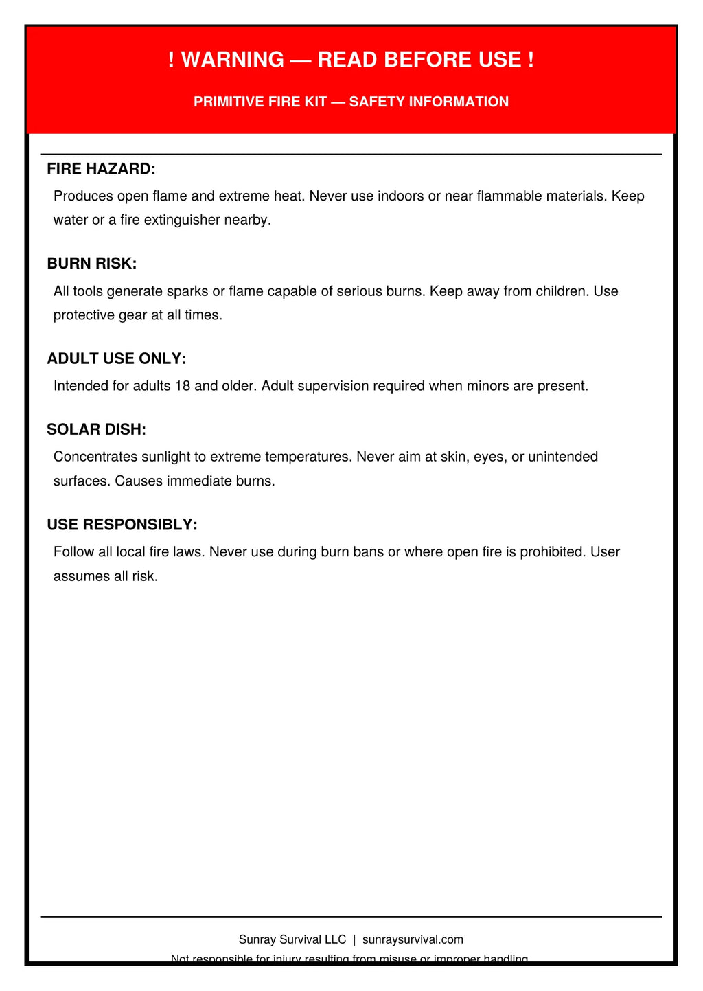 Primitive Fire Starting Kit with Three Fire Methods and a MOLLE Pouch for Outdoor Preparedness