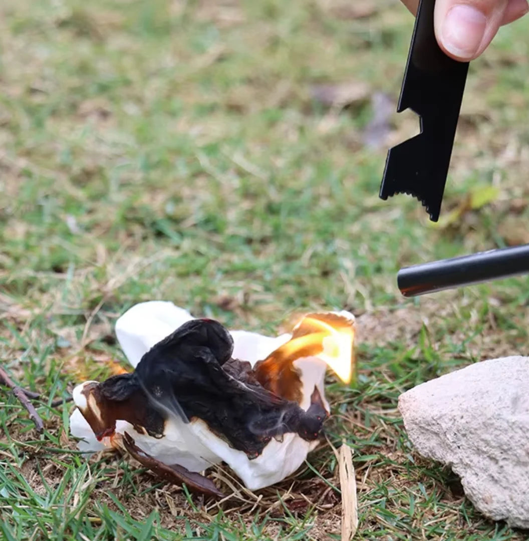 Primitive Fire Starting Kit with Three Fire Methods and a MOLLE Pouch for Outdoor Preparedness