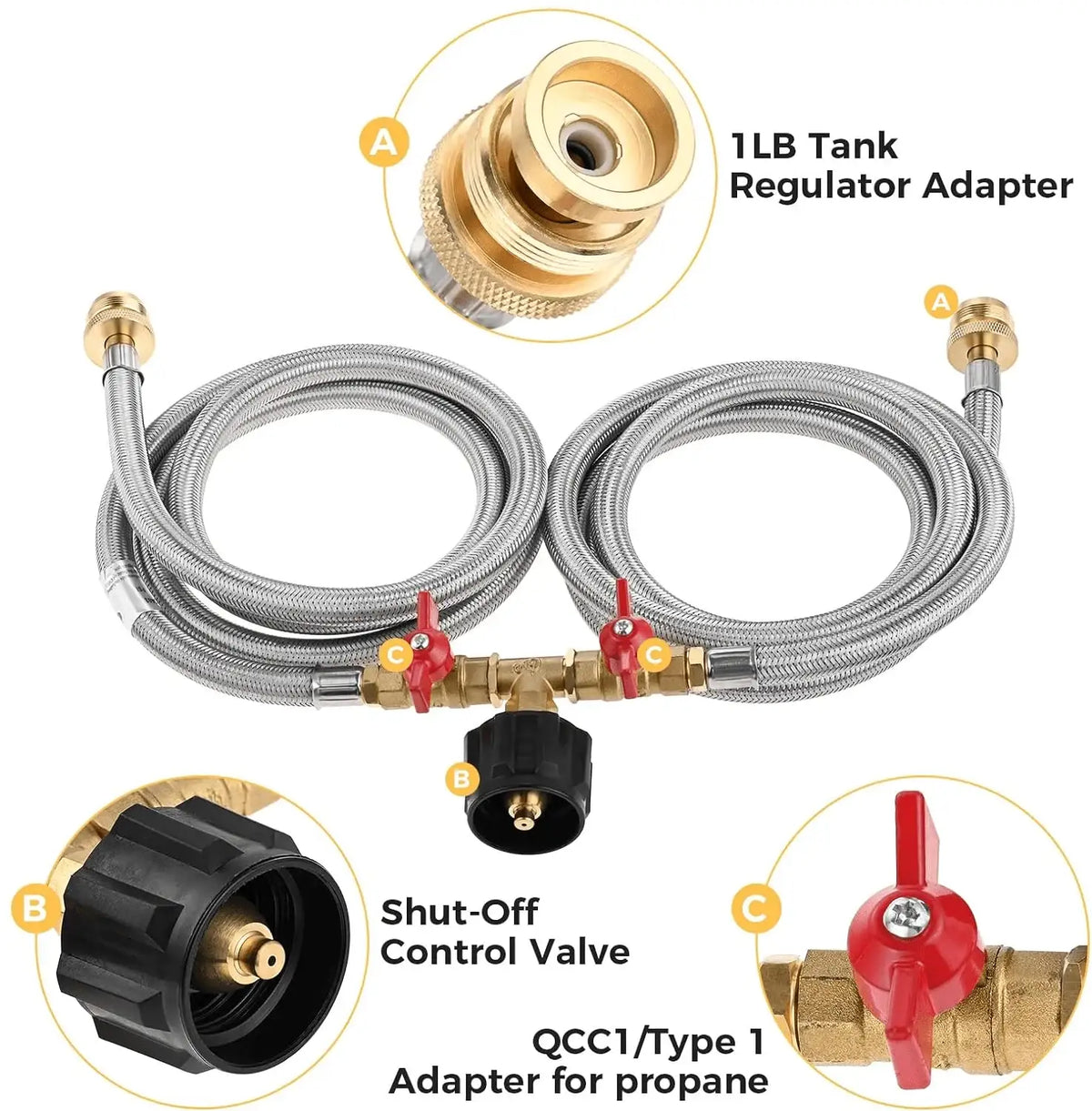 Propane Two-Way Y-Splitter Hose