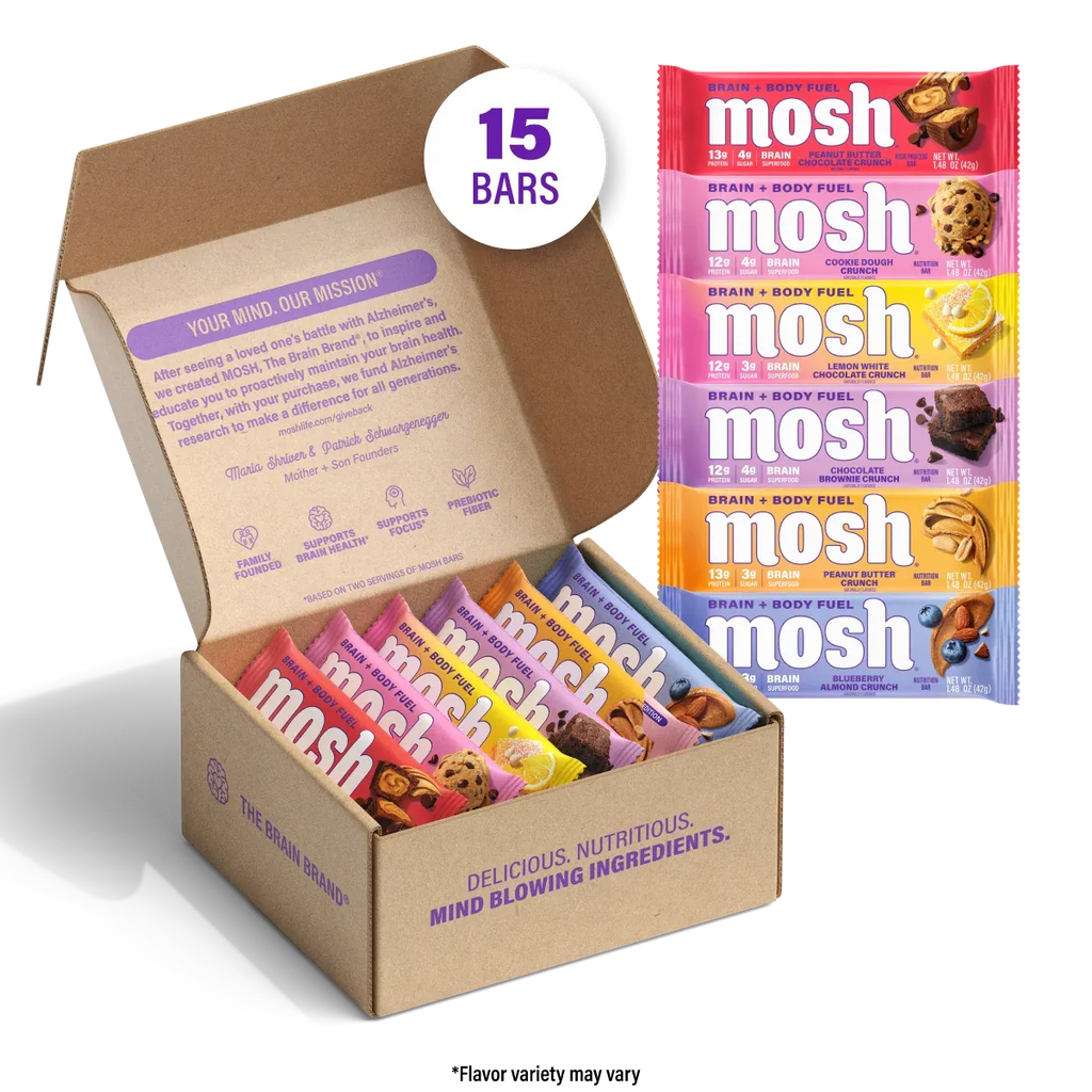 Protein Bar Variety Pack, 15 Count Assortment of Crunch Flavors Featuring a Signature Brain Blend