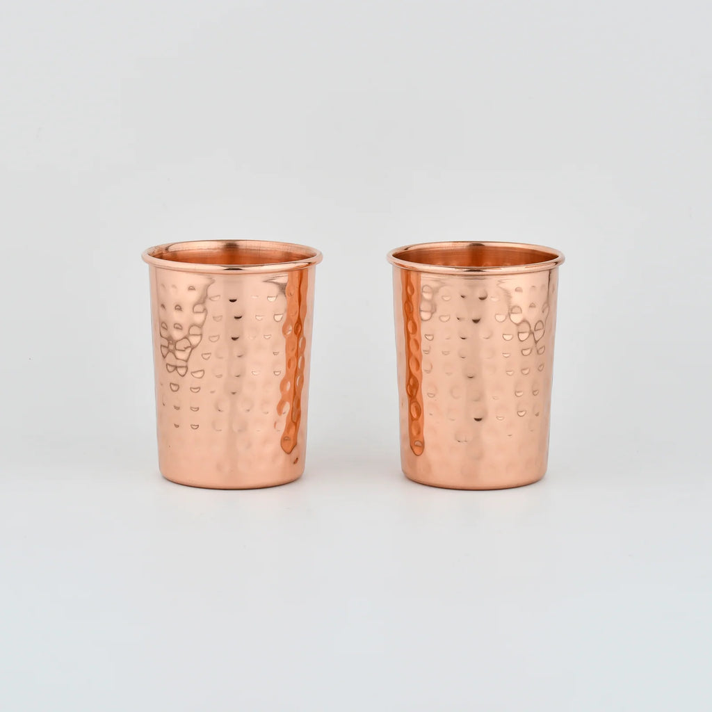 Pure Copper Drinking Cups Set of Two, Handmade in India