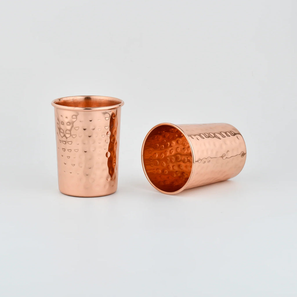 Pure Copper Drinking Cups Set of Two, Handmade in India
