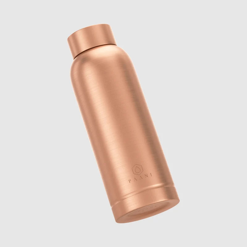 Pure Copper Water Bottle in 700ml or 900ml Sizes with Protective Sleeves and Optional Custom Engraving
