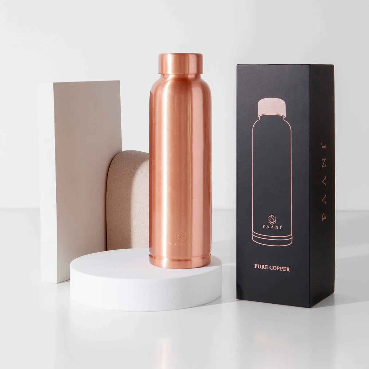 Pure Copper Water Bottle in 700ml or 900ml Sizes with Protective Sleeves and Optional Custom Engraving