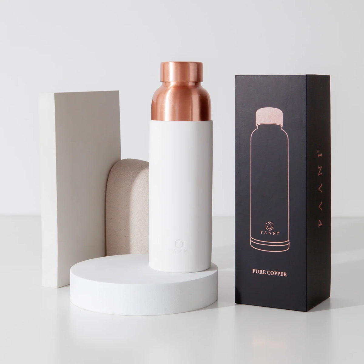 Pure Copper Water Bottle in 700ml or 900ml Sizes with Protective Sleeves and Optional Custom Engraving