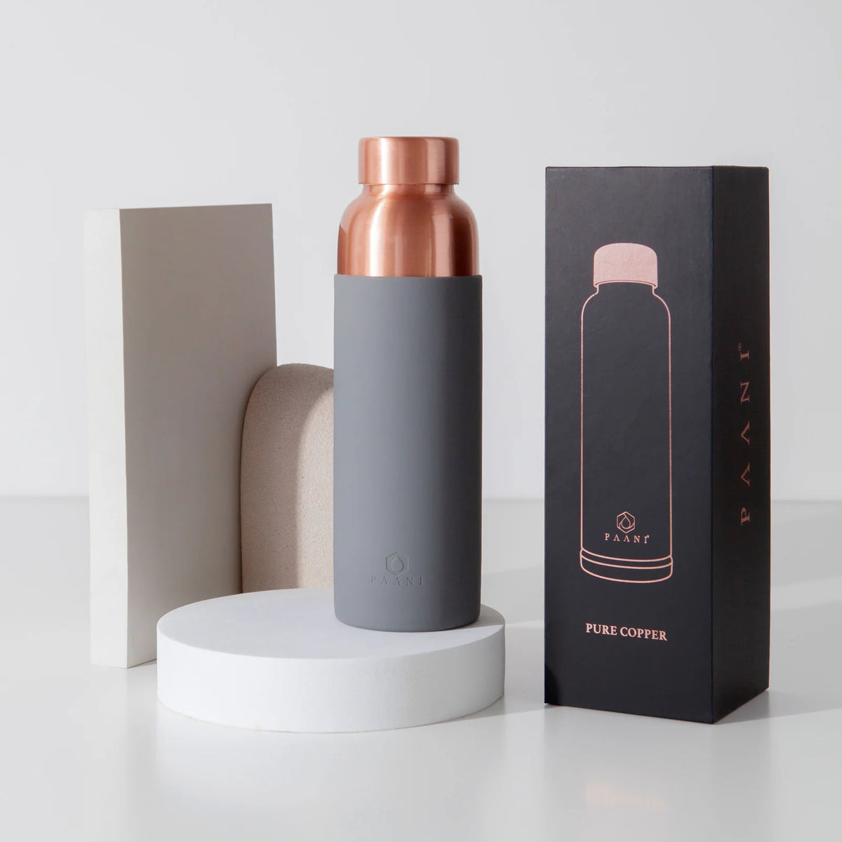 Pure Copper Water Bottle in 700ml or 900ml Sizes with Protective Sleeves and Optional Custom Engraving
