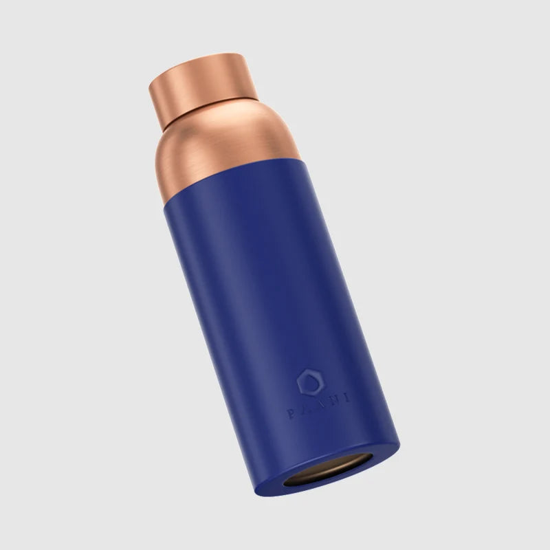 Pure Copper Water Bottle in 700ml or 900ml Sizes with Protective Sleeves and Optional Custom Engraving