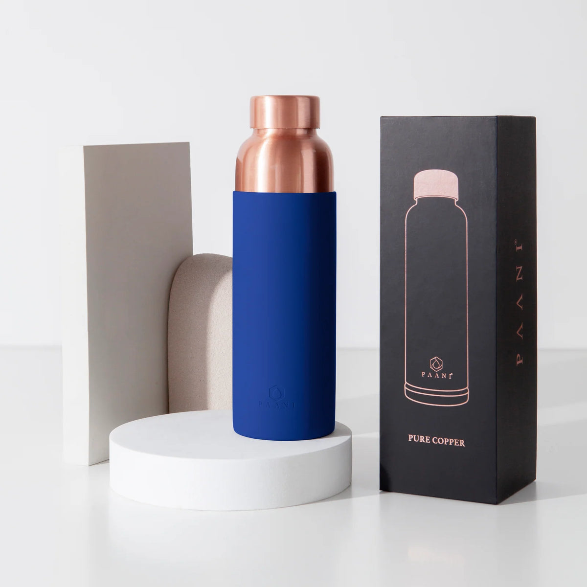 Pure Copper Water Bottle in 700ml or 900ml Sizes with Protective Sleeves and Optional Custom Engraving