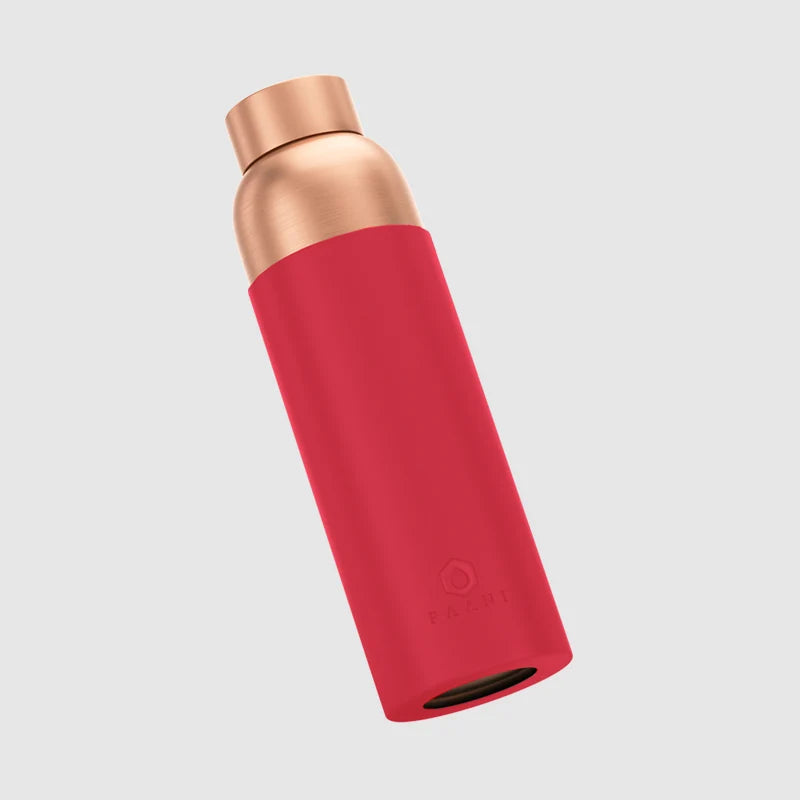 Pure Copper Water Bottle in 700ml or 900ml Sizes with Protective Sleeves and Optional Custom Engraving