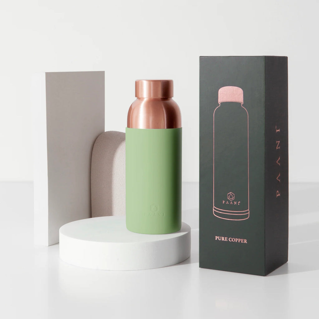Pure Copper Water Bottle in 700ml or 900ml Sizes with Protective Sleeves and Optional Custom Engraving