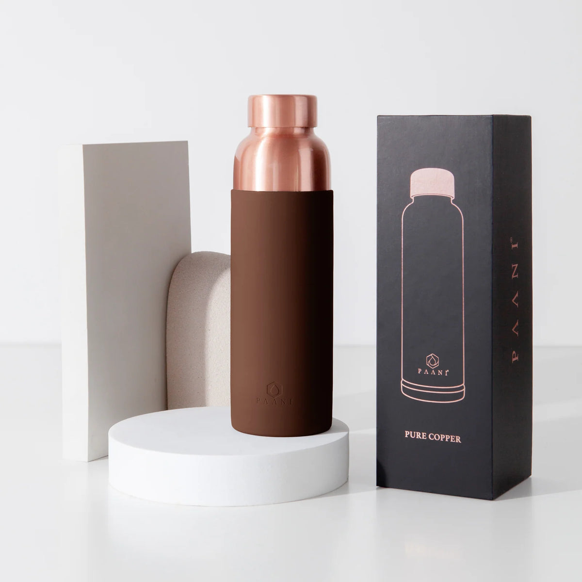 Pure Copper Water Bottle in 700ml or 900ml Sizes with Protective Sleeves and Optional Custom Engraving