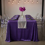 Purple Velvet Rectangular Tablecloth, 90 x 132 Inch Seamless