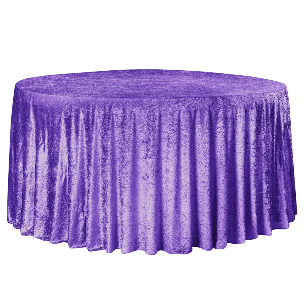 Purple Velvet Round Tablecloth, 120-Inch Size