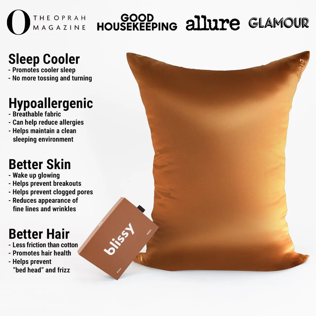 Queen Bronze Mulberry Silk Pillowcase, 22-Momme 100% Pure Silk,