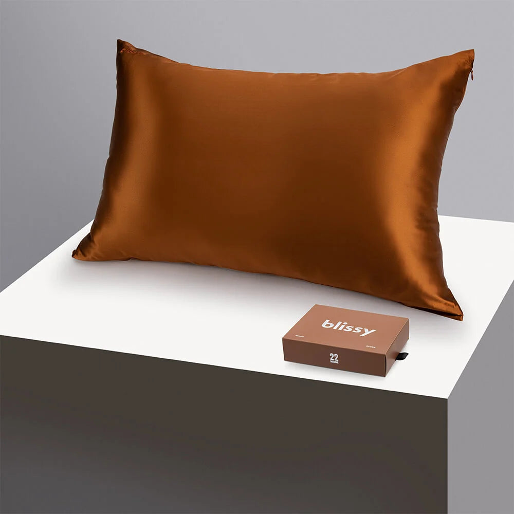 Queen Bronze Mulberry Silk Pillowcase, 22-Momme 100% Pure Silk,