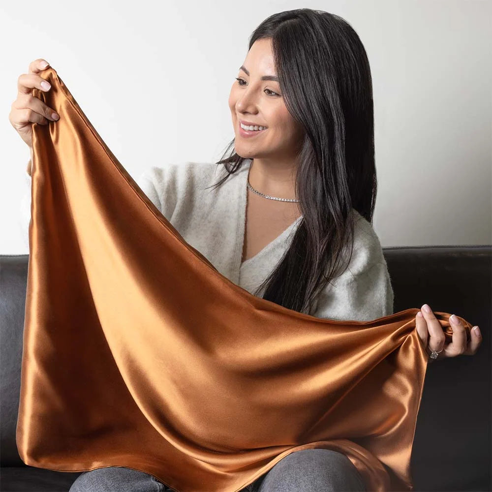 Queen Bronze Mulberry Silk Pillowcase, 22-Momme 100% Pure Silk,