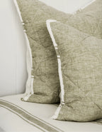 Quilted Linen Pillow Sham with Envelope Opening, Striped Edge and Standard or King Size · quilted pillow sham