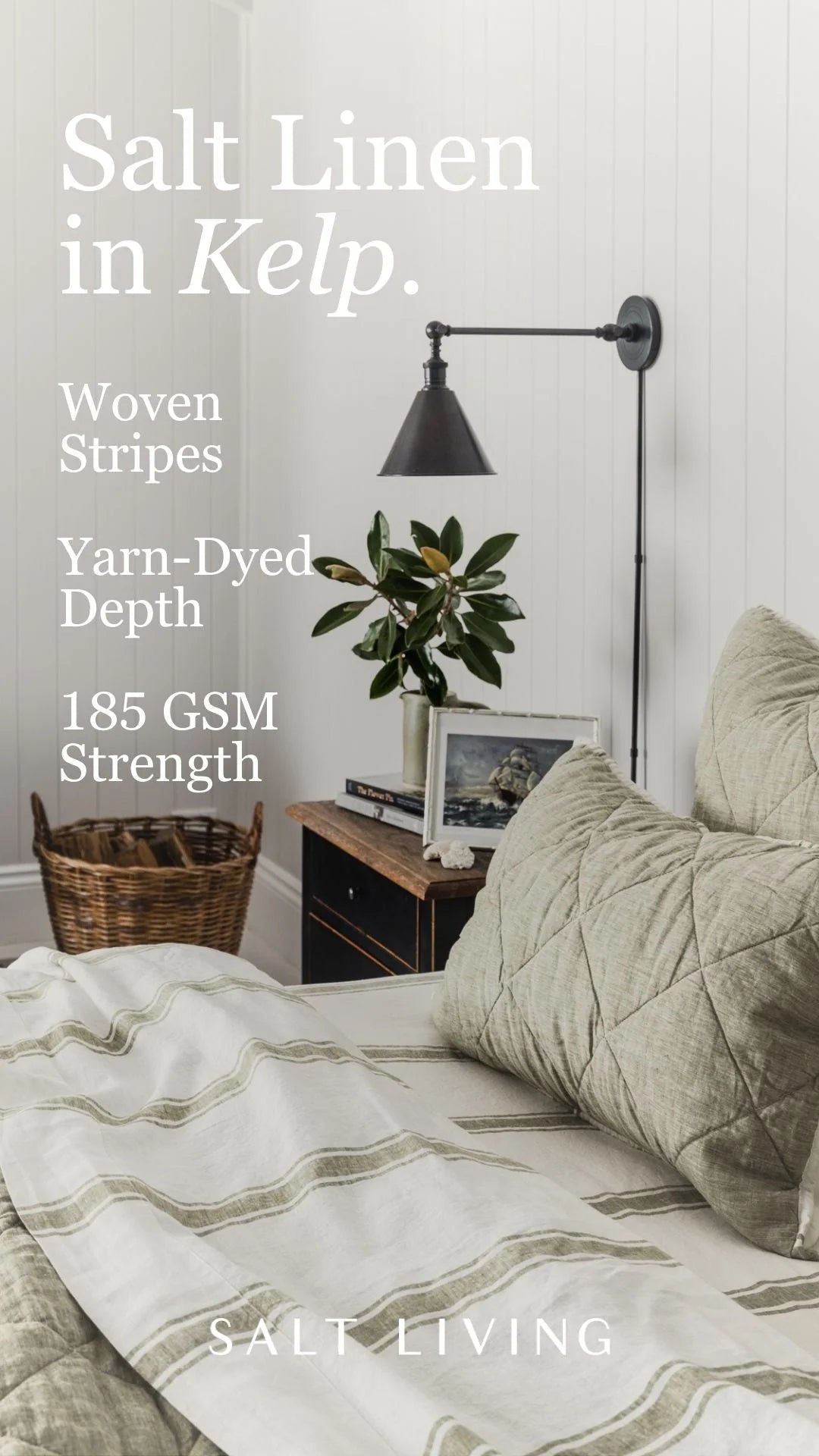 Quilted Linen Pillow Sham with Envelope Opening, Striped Edge and Standard or King Size · quilted pillow sham