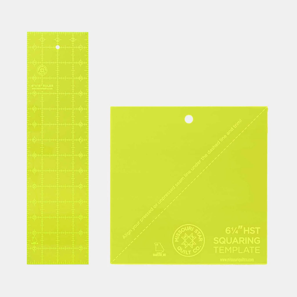 Quilting Ruler and Squaring Template Duo with 1/8-Inch Markings for Disappearing Quilt Block Design