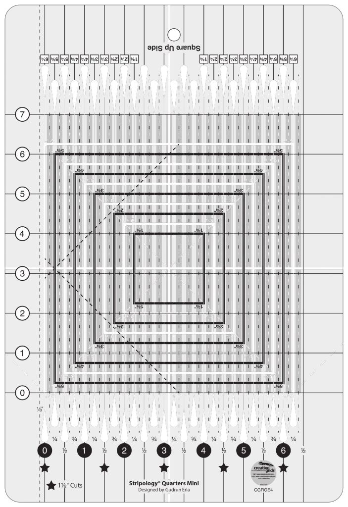 Quilting Ruler for Precise Quarter-Inch Trimming, Eighth-Inch Markings and HST, QST, and Flying Geese Blocks