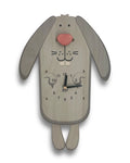 Rabbit Pendulum Wall Clock with Silent Quartz Movement and a Playful Swinging Nose and Legs for Kids
