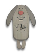 Rabbit Pendulum Wall Clock with Silent Quartz Movement and a Playful Swinging Nose and Legs for Kids