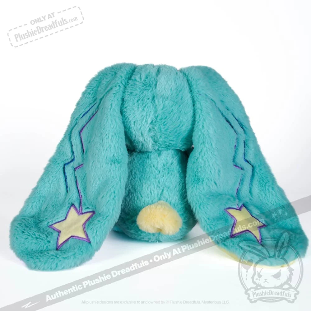 Rabbit Plush Stuffed Animal with Epilepsy-Inspired Details, Mismatched Ear Patterns and Included Tote Bag