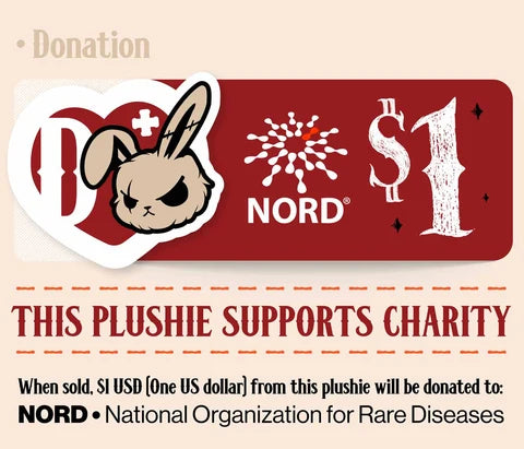 Rabbit Plush Stuffed Animal with Epilepsy-Inspired Details, Mismatched Ear Patterns and Included Tote Bag