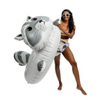 Raccoon Pool Float for One Adult, 5 × 4 ft Inflatable Design with Tie-Down Points for Pool and Lake