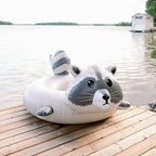 Raccoon Pool Float for One Adult, 5 × 4 ft Inflatable Design with Tie-Down Points for Pool and Lake