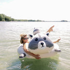 Raccoon Pool Float for One Adult, 5 × 4 ft Inflatable Design with Tie-Down Points for Pool and Lake