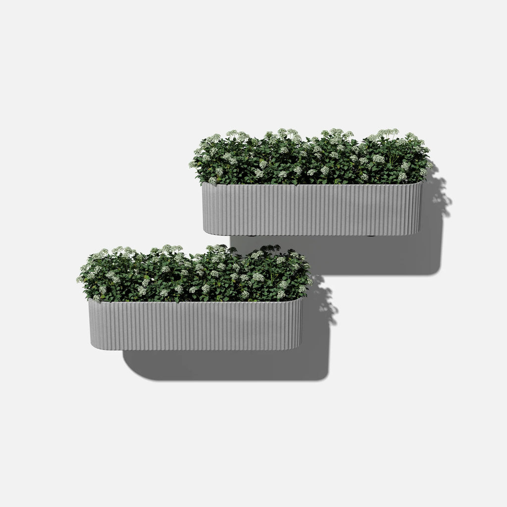 Railing Planter with Fluted Texture for Hanging Flora and Colorful Flowers, Designed for Inward-Facing Use