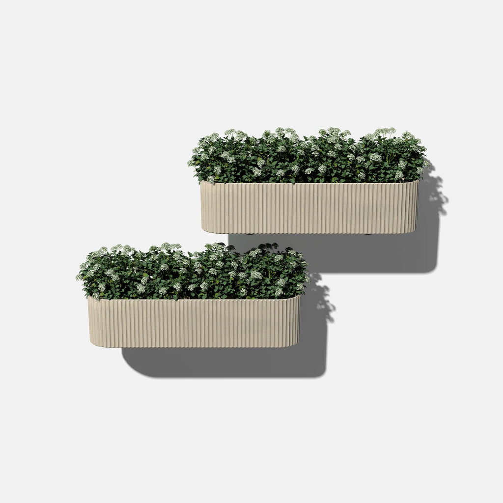 Railing Planter with Fluted Texture for Hanging Flora and Colorful Flowers, Designed for Inward-Facing Use