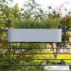 Railing Planter with Fluted Texture for Hanging Flora and Colorful Flowers, Designed for Inward-Facing Use
