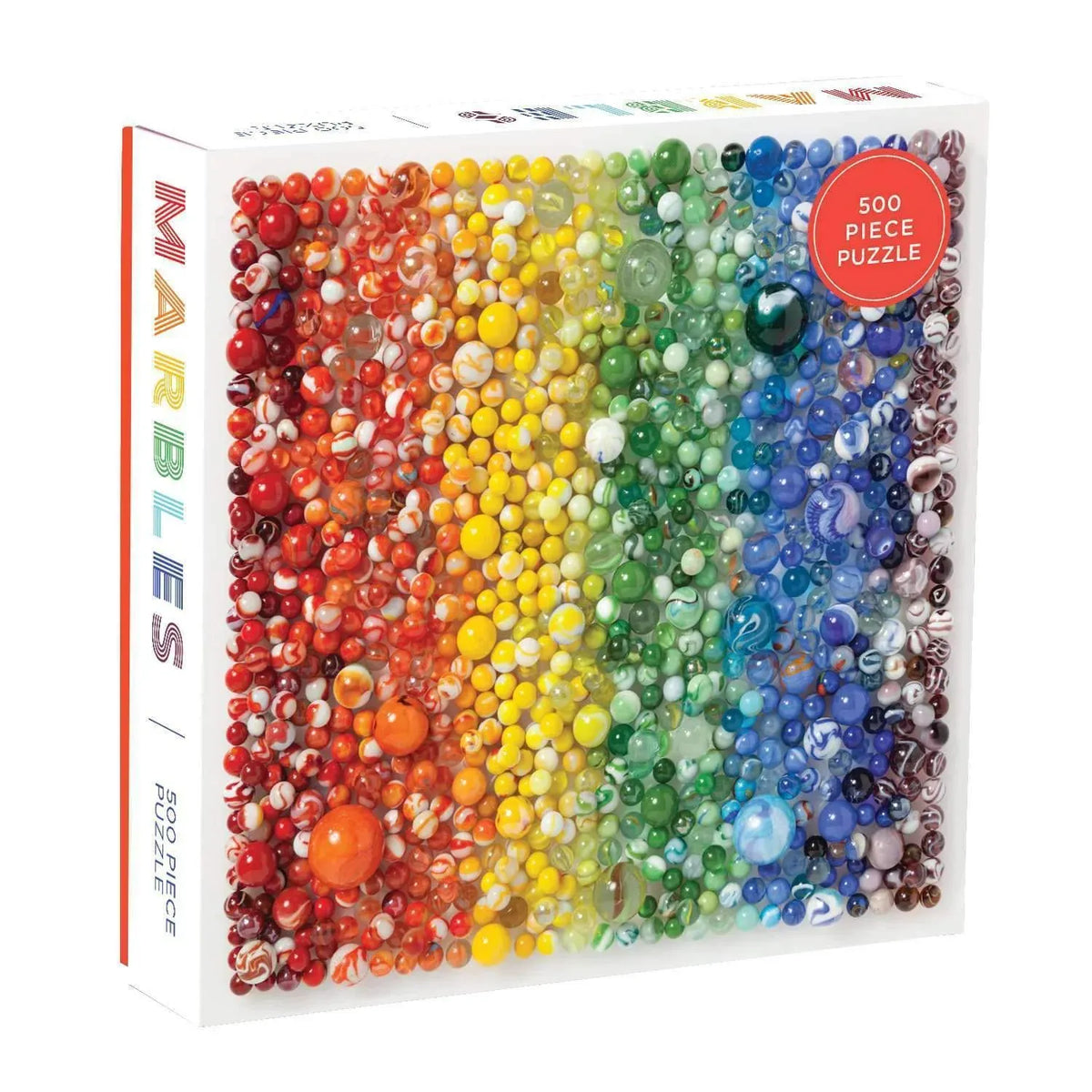 Rainbow Marbles 500 Piece Jigsaw Puzzle Featuring a Colorful Photograph in a 20 x 20 Inch Square
