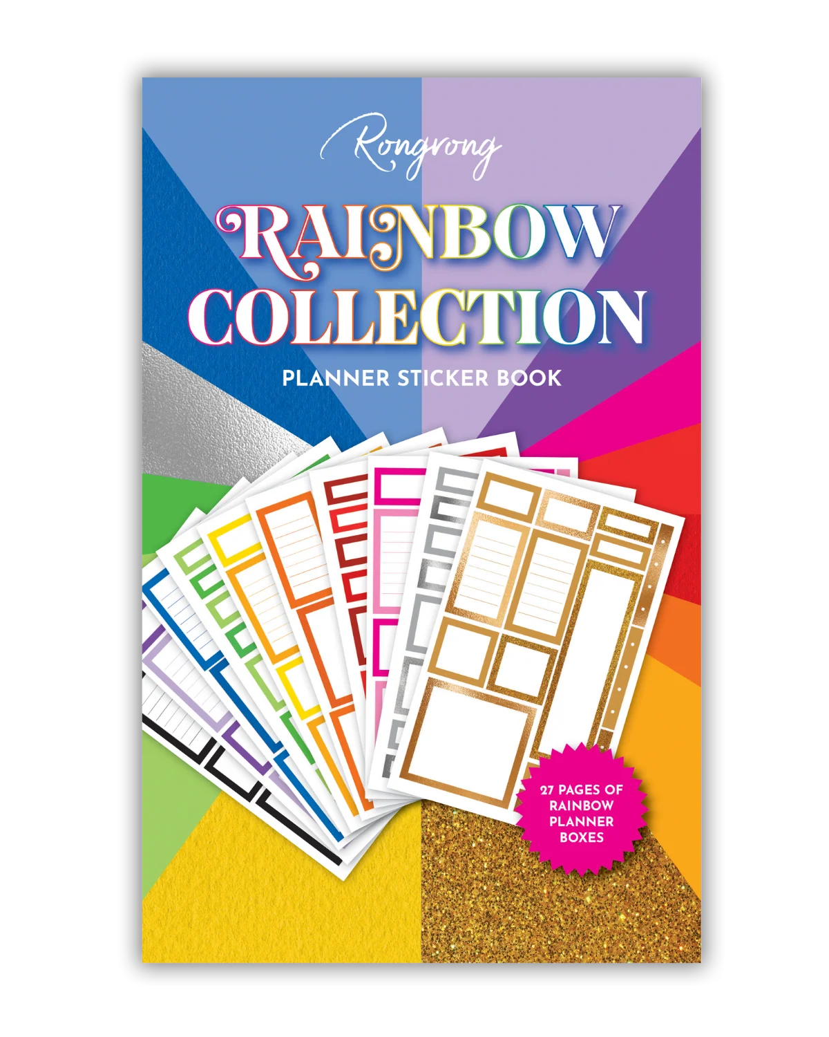 Rainbow Planner Sticker Book with 27 Pages, 400+ Functional Boxes and Colorful Productivity Designs