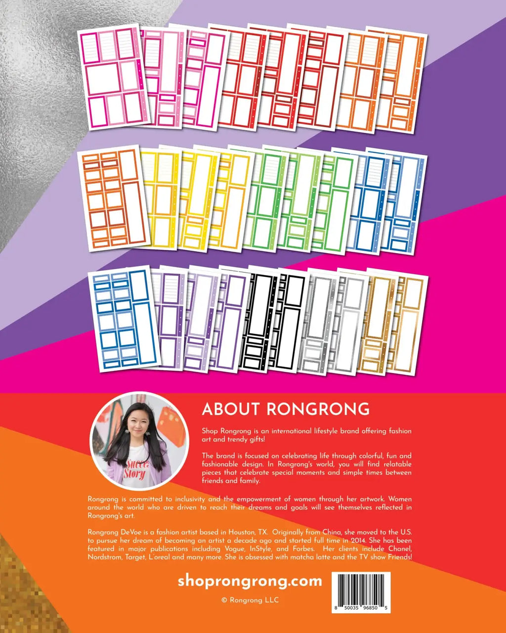 Rainbow Planner Sticker Book with 27 Pages, 400+ Functional Boxes and Colorful Productivity Designs