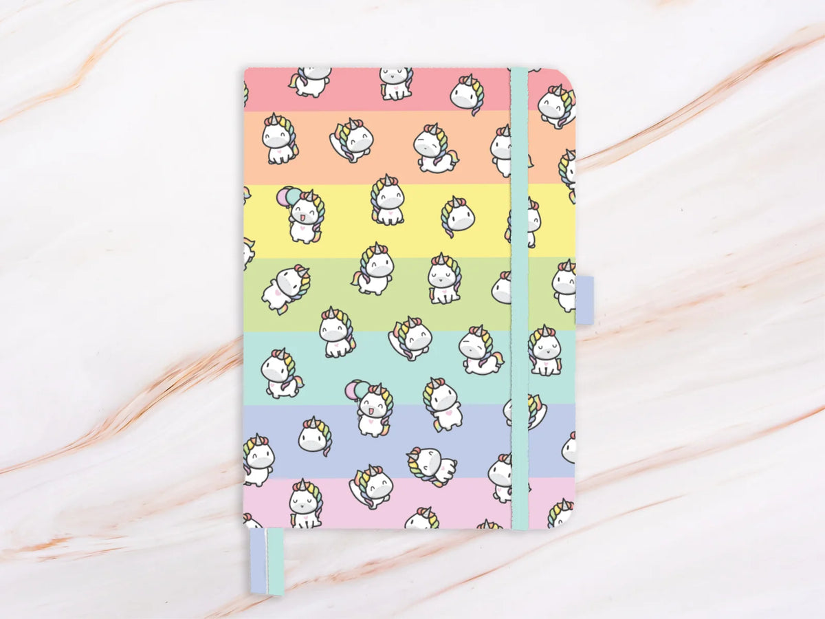 Rainbow Unicorn Planner Box Set with Dot-Grid Journal, Stickers, Washi Tape, Acrylic Ruler and Enamel Pin