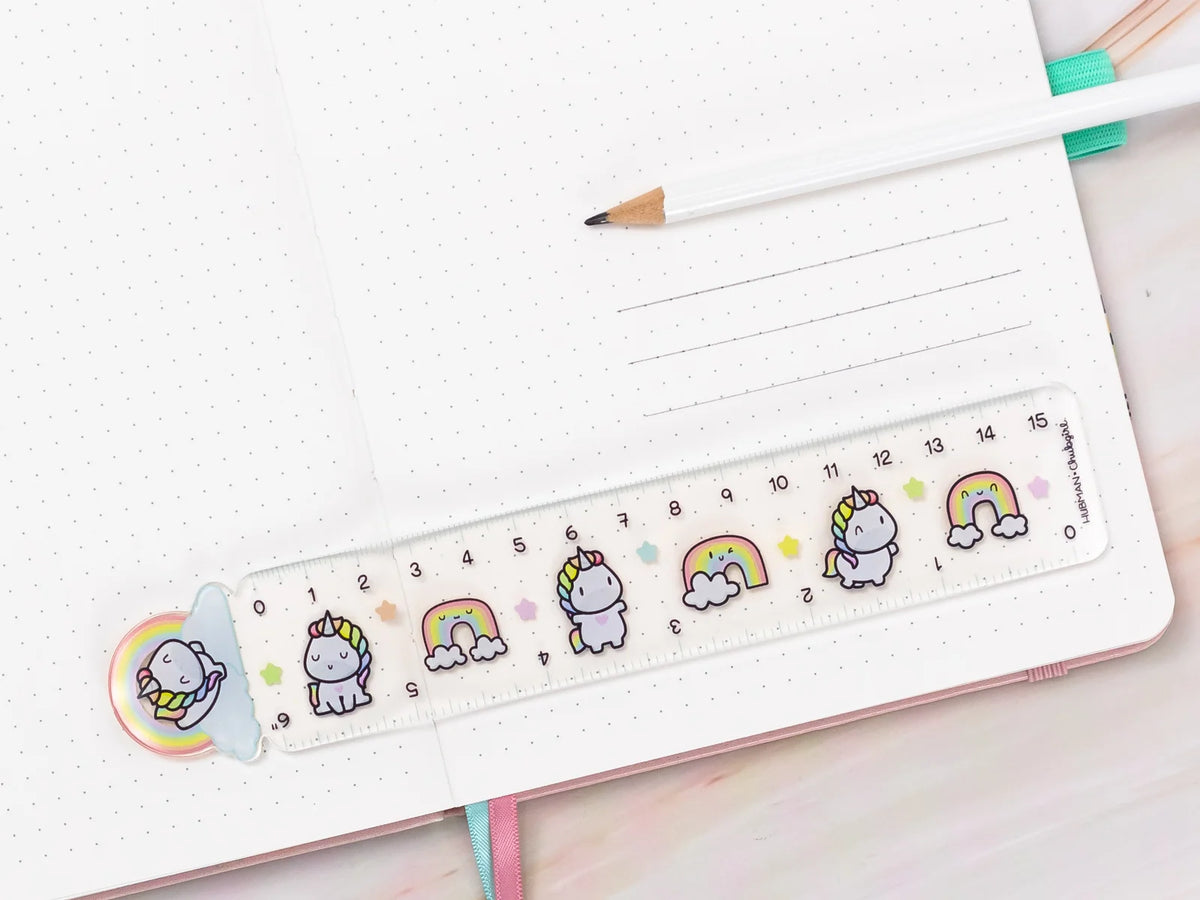 Rainbow Unicorn Planner Box Set with Dot-Grid Journal, Stickers, Washi Tape, Acrylic Ruler and Enamel Pin