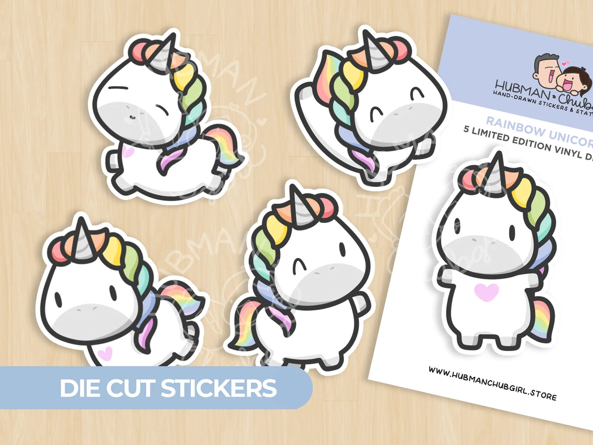 Rainbow Unicorn Planner Box Set with Dot-Grid Journal, Stickers, Washi Tape, Acrylic Ruler and Enamel Pin