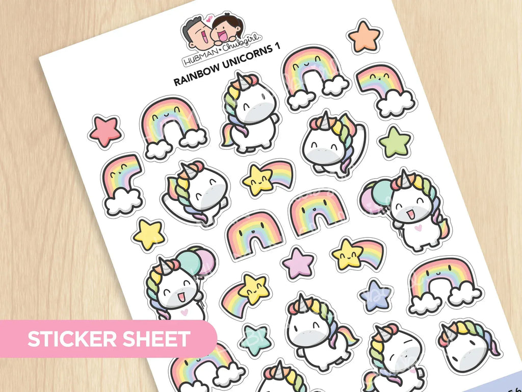 Rainbow Unicorn Planner Box Set with Dot-Grid Journal, Stickers, Washi Tape, Acrylic Ruler and Enamel Pin