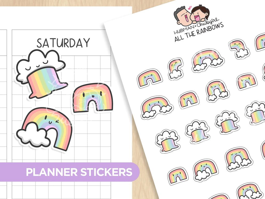 Rainbow Unicorn Planner Box Set with Dot-Grid Journal, Stickers, Washi Tape, Acrylic Ruler and Enamel Pin