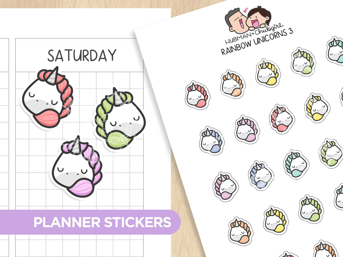 Rainbow Unicorn Planner Box Set with Dot-Grid Journal, Stickers, Washi Tape, Acrylic Ruler and Enamel Pin