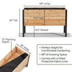 Raised Garden Bed, 18 x 48 x 30 Inch Tall Western Red Cedar