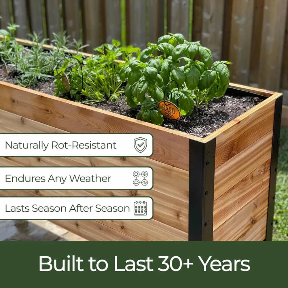 Raised Garden Bed, 18 x 48 x 30 Inch Tall Western Red Cedar