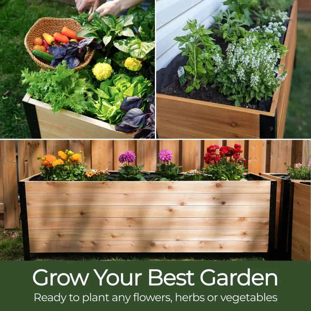 Raised Garden Bed, 18 x 48 x 30 Inch Tall Western Red Cedar