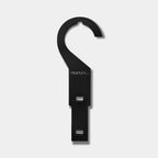 Ratchet Belt Hanger in Durable Black Polyethylene for Easy Buckle Clipping and Everyday Belt Organization