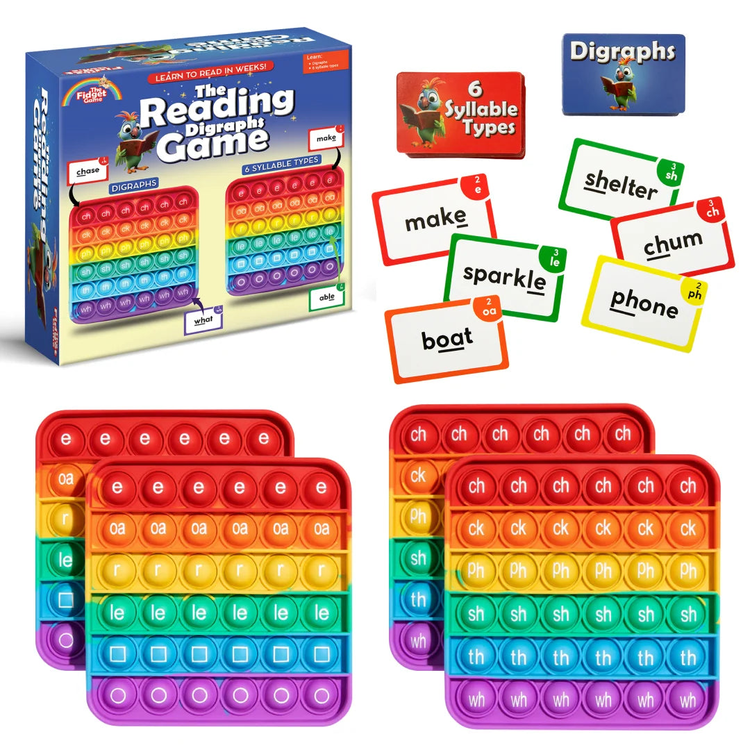 Reading Digraphs Game for Ages 6–9, 2–4 Players, 15-Minute Phonics Practice for Syllables, Compre — The Reading Digraphs Game